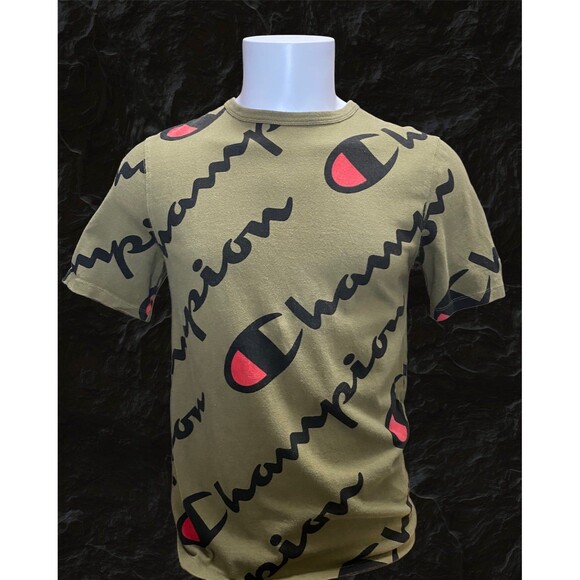 Champion Olive All Over Print Tee Size Small - Picture 1 of 4